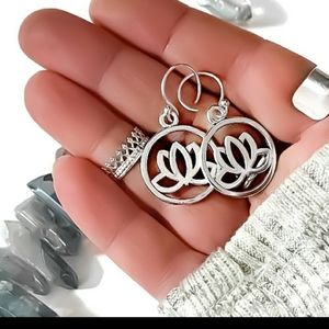 New handmade 925 silver Lotus flower earrings
